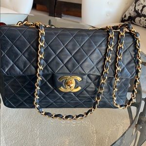 THAT Jumbo CHANEL Single Flap Quilted Black Bag